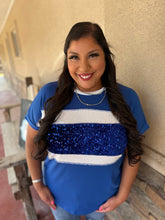 Load image into Gallery viewer, Blue Game Day Sequin Tee
