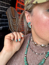 Load image into Gallery viewer, Half Cluster Earrings – Turquoise &amp; Sterling Silver
