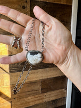 Load image into Gallery viewer, Round Bar Necklace - White Buffalo &amp; Sterling Silver
