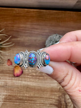 Load image into Gallery viewer, Band Ring - Size 8 - Purple Dahlia &amp; sterling silver
