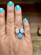 Load image into Gallery viewer, Adjustable Opal Ring – White, Blue &amp; Pink Opal in Sterling Silver

