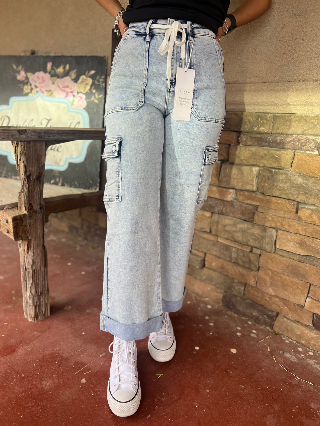 LOREN CARGO RISEN DENIM