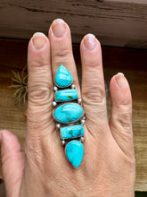 Load image into Gallery viewer, Big Ring- adjustable- Sonoran turquoise ring &amp; sterling silver

