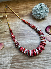 Load image into Gallery viewer, 22 Inch red spiny and sterling silver pearls
