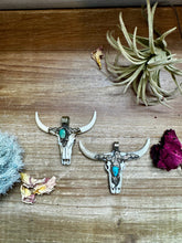 Load image into Gallery viewer, Antler longhorn with  turquoise pendant
