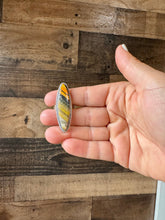 Load image into Gallery viewer, Long Ring - size 8 - sterling silver with bumblebee jasper
