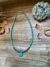 Load image into Gallery viewer, 6 mm Sterling Silver Pearls choker real turquoise
