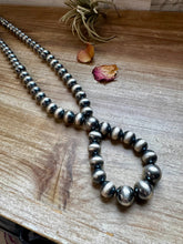 Load image into Gallery viewer, 30 inch graduated 12 mm Sterling Silver Pearls hoop necklace
