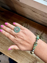 Load image into Gallery viewer, Green Turquoise Chip Bracelet with Sterling Silver Saucers &amp; Chain
