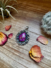 Load image into Gallery viewer, Big Pendant - Purple Dhalia &amp; Sterling Silver
