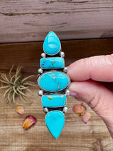 Load image into Gallery viewer, Big Ring- adjustable- Sonoran turquoise ring &amp; sterling silver

