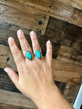 Load image into Gallery viewer, Ring size 7 &amp; 8.5- long kingman turquoise and sterling silver
