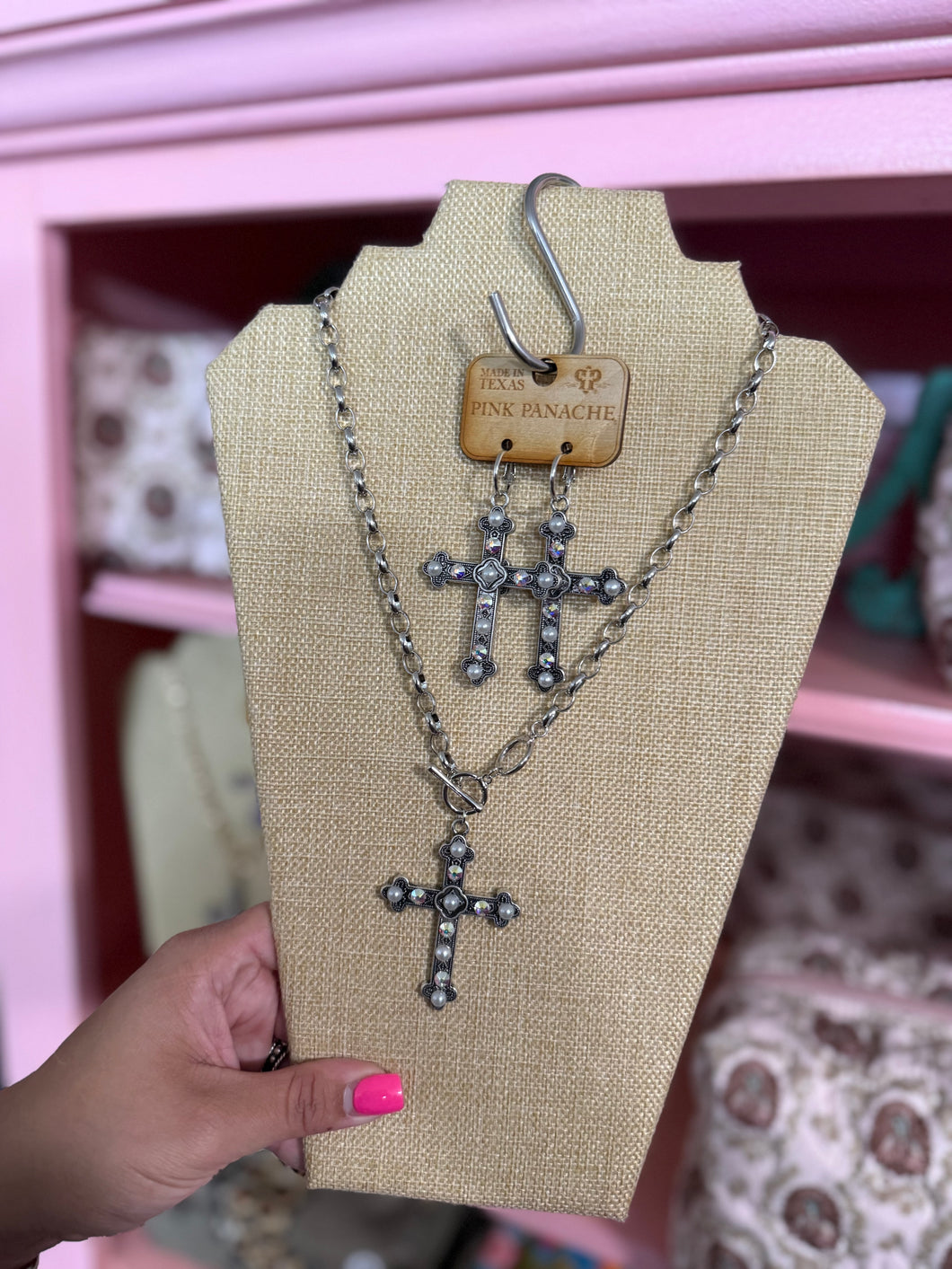 Pink Panache Silver Cross Set