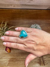 Load image into Gallery viewer, Hearth Ring -size 8 - Kingman turquoise &amp; sterling silver
