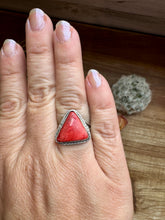 Load image into Gallery viewer, Ring - Size 8  -Red Spiny &amp; Sterling Silver
