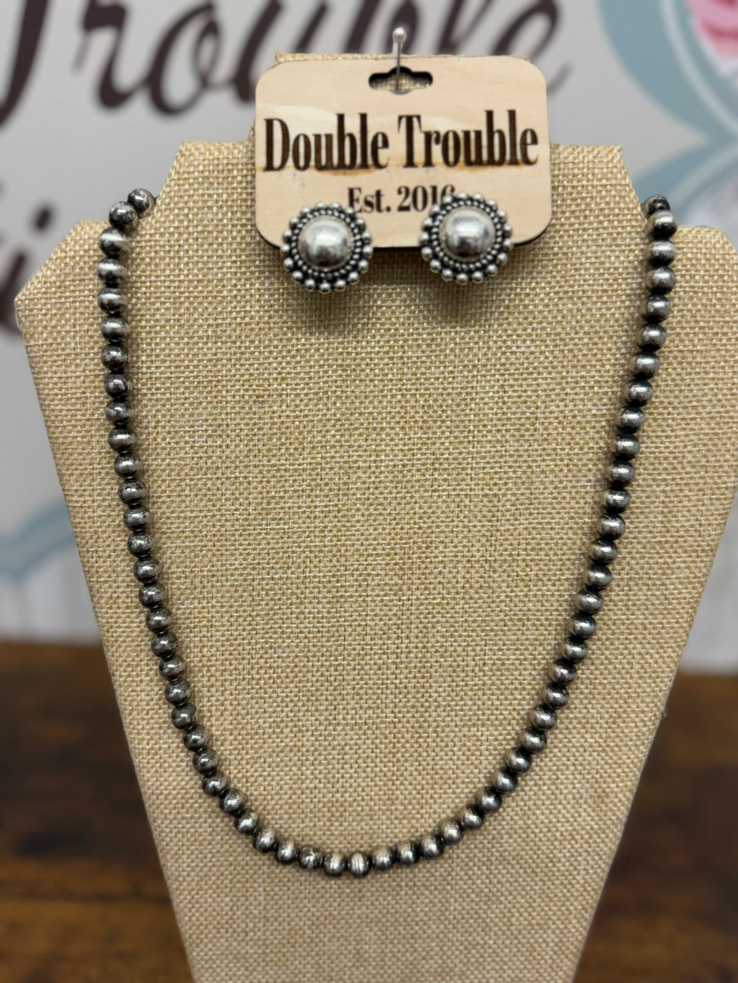 12 Inch -Thin Silver Pearl Necklace