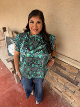 Load image into Gallery viewer, WILD CHARM TURQUOISE TOP
