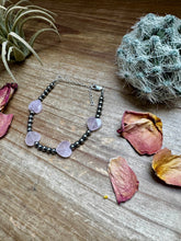 Load image into Gallery viewer, Valentine Bracelet - 4 mm sterling silver pearls and Rose Quartz heart
