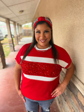 Load image into Gallery viewer, Red Game Day Sequin Tee
