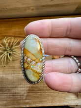 Load image into Gallery viewer, Long Ring- Size 8.5 - Boulder turquoise ring &amp; sterling silver
