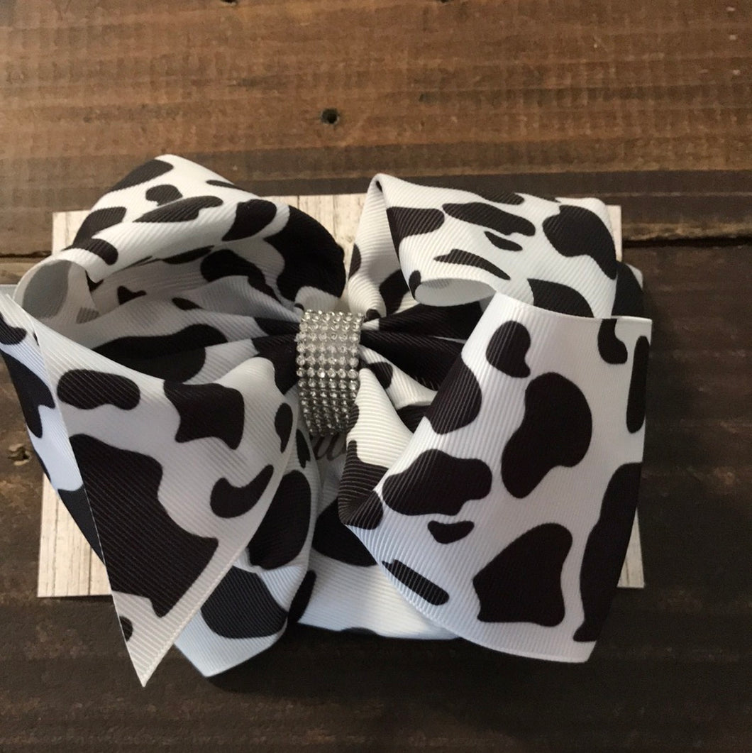 COW PRINT DOUBLE STACK BOW