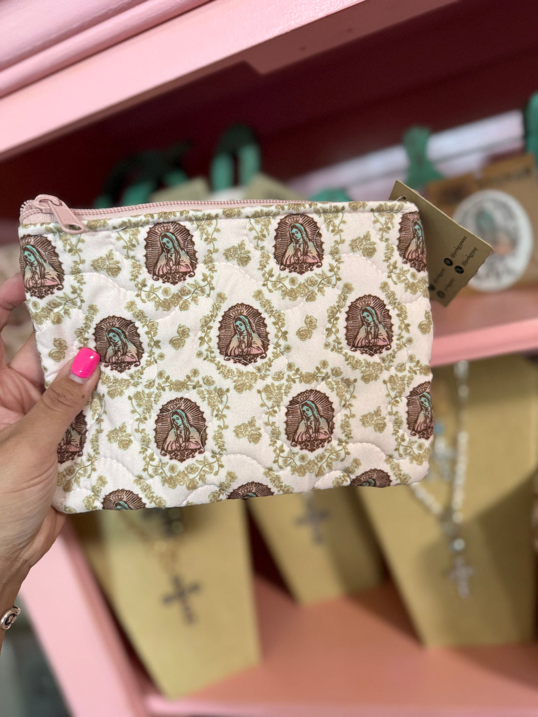 Our Lady of Guadalupe Quilted Pouch Bag By Junk Gypsy