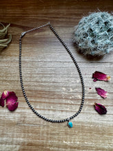 Load image into Gallery viewer, 14 inch 3 mm sterling silver pearls - choker and Kingman turquoise pendant
