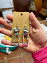 Load image into Gallery viewer, None polish turquoise dangle earrings rectangle
