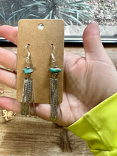 Load image into Gallery viewer, Mini chic Turquoise earnings dangle with real turquoise
