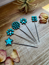 Load image into Gallery viewer, Sterling Silver &amp; Kingman Turquoise Hat Pins – Limited Collection, One of Each
