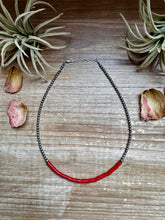 Load image into Gallery viewer, 15-Inch Red Magnesite Heishi Necklace – Sterling Silver Pearls, Handmade
