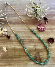 Load image into Gallery viewer, 28 inch long green chips turquoise necklace

