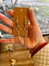Load image into Gallery viewer, Chic dangle earrings with Sterling silver pearls and turquoise
