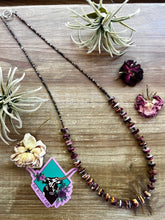 Load image into Gallery viewer, 26 inch long fall necklace with purple spiny and shell Western jewelry
