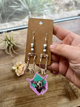 Load image into Gallery viewer, White magensite and terahertz stone dangle earrings
