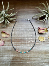 Load image into Gallery viewer, Sterling Silver Pearl Choker with Extra Spiny Oyster &amp; Turquoise Heishi
