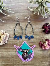 Load image into Gallery viewer, Kyanite teardrop earrings and Sterling Silver Pearls 3 mm
