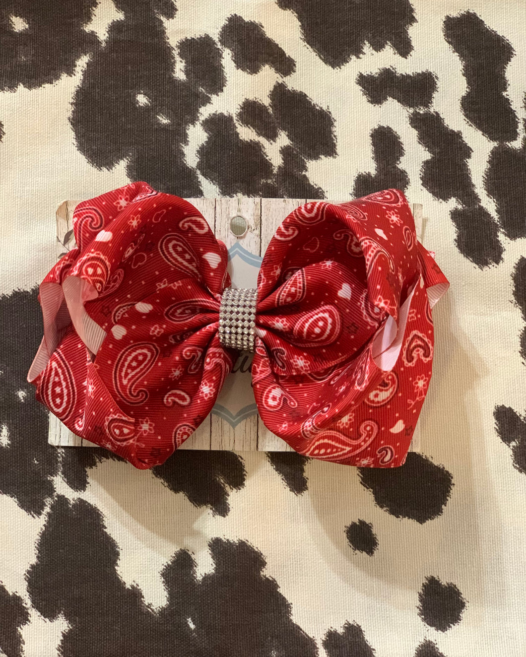 RED BANDANNA DOUBLE STACKED BOW