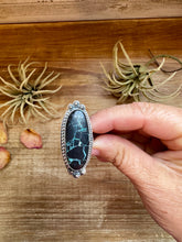 Load image into Gallery viewer, Sterling Silver &amp; Black Buffalo Adjustable Ring – USA Made, One of a Kind
