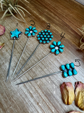 Load image into Gallery viewer, Sterling Silver &amp; Kingman Turquoise Hat Pins – Limited Collection, One of Each
