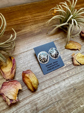 Load image into Gallery viewer, Stamped Sterling Silver Concho Earrings – Unique, Handmade, &amp; USA Made
