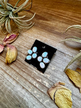 Load image into Gallery viewer, White Opal Half-Cluster Stud Earrings – Sterling Silver, Handmade in the USA
