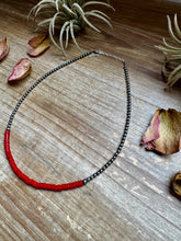 Load image into Gallery viewer, 15-Inch Red Magnesite Heishi Necklace – Sterling Silver Pearls, Handmade
