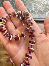 Load image into Gallery viewer, 26 inch long fall necklace with purple spiny and shell Western jewelry
