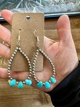 Load image into Gallery viewer, Magnesite turquoise teardrop earrings dangle western jewelry
