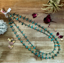 Load image into Gallery viewer, 24 inch sterling silver pearls necklace with turquoise
