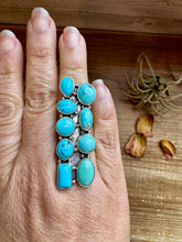 Load image into Gallery viewer, Adjustable Kingman Turquoise Statement Ring – USA Made, 9 Stones
