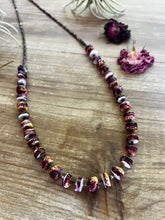 Load image into Gallery viewer, 26 inch long fall necklace with purple spiny and shell Western jewelry

