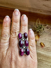 Load image into Gallery viewer, 6-Stone Purple Spiny Oyster Ring – Size 8, Big Band, USA Made
