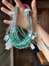 Load image into Gallery viewer, 15-Inch Paperclip Chain Necklace with Blue Turquoise Nugget &amp; Sterling Saucer Pearls
